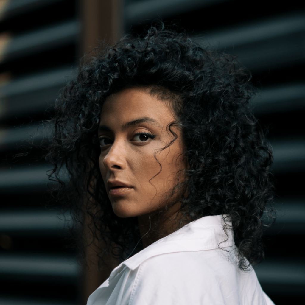 Woman with curly hair